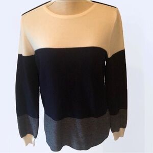 Evolution stripe sweater, blk, gray, white, Sm